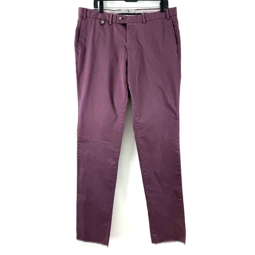 HILTL Pants Mens 36x37 Purple Tian Trouser Straight Leg Flat Front Unharmed